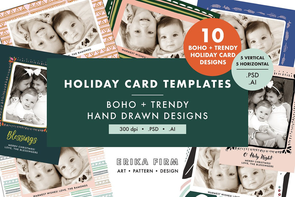 Boho Modern Christmas Card Templates